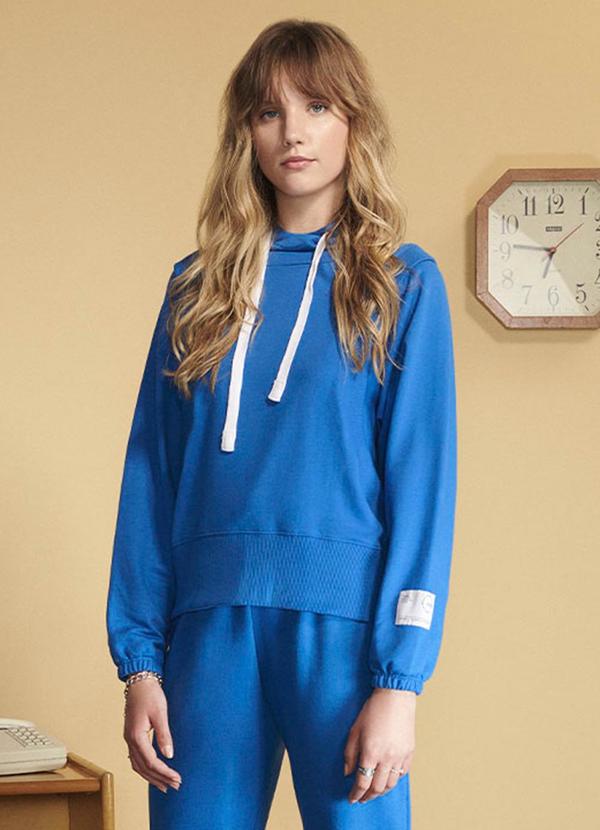 Authoria - Casaco Over Feminino de Manga Longa Azul