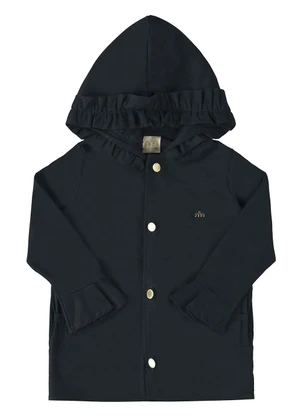 Milli e Nina - Casaco Parka Menina Sarja com Elastano Preto - MILLI E NINA