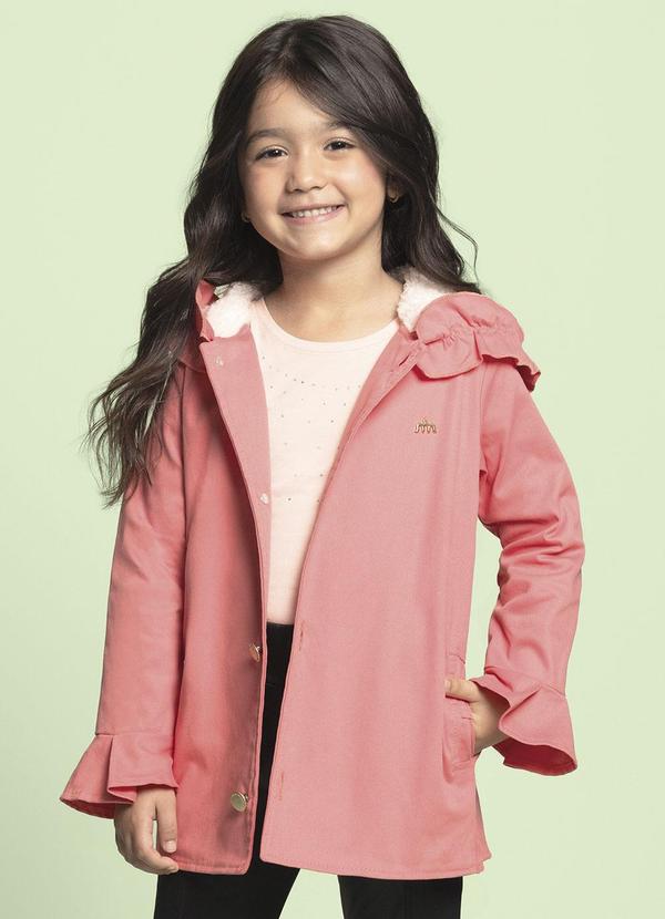 Milli e Nina - Casaco Parka Menina Sarja com Elastano Rosa