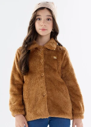 Pulla Bulla - Casaco Pelo e Meia Malha Forro Marrom - PULLA BULLA