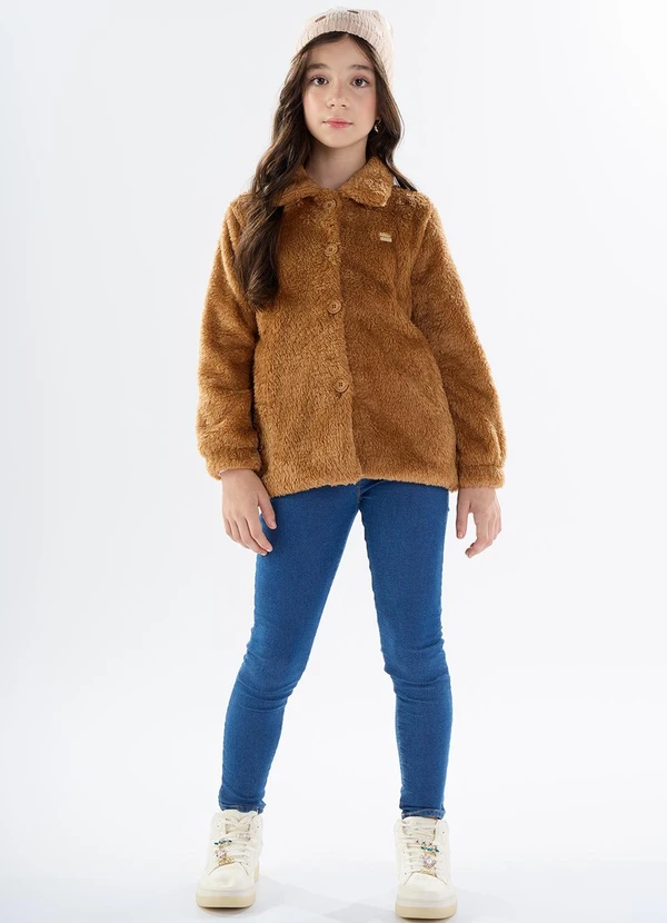 Pulla Bulla - Casaco Pelo e Meia Malha Forro Marrom 2