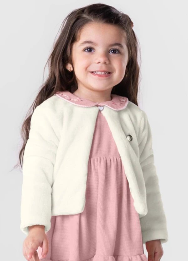 Brandili Mundi - Casaco Pelo Fleece Infantil Menina Bege