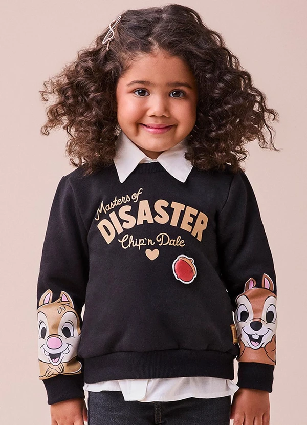 Momi - Casaco Preto do Tico e Teco de Moletom Preto