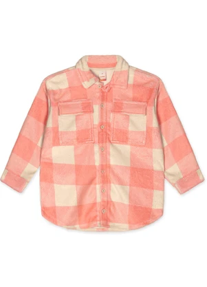 Marisol - Casaco Xadrez Peluciado Infantil Rosa - MARISOL