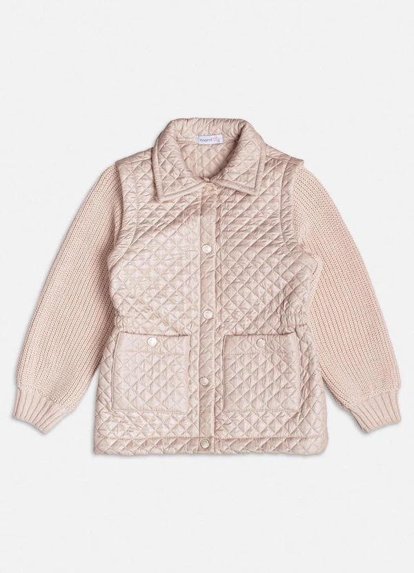 Momi - Jaqueta com Mangas de Tricot Bege