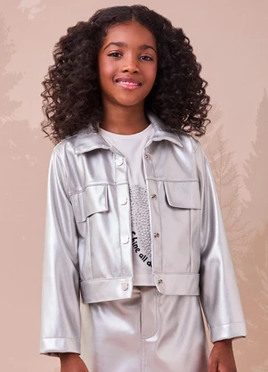 Momi - Jaqueta Fake Leather Metalizada Prata - MOMI