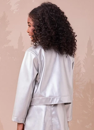Momi - Jaqueta Fake Leather Metalizada Prata - MOMI