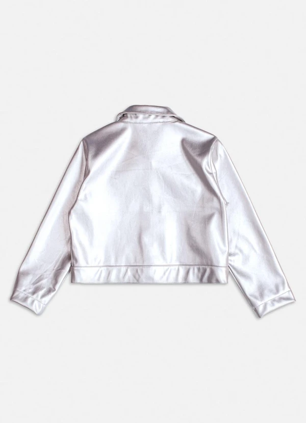 Jaqueta Fake Leather Metalizada Prata - TexBrands