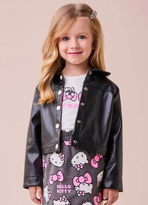 Momi - Jaqueta Fake Leather Preta Preto - MOMI