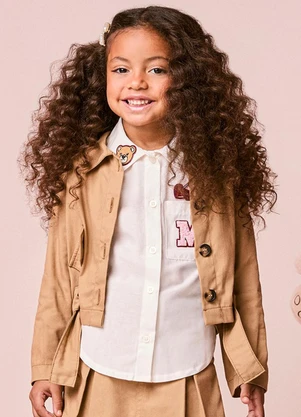 Momi - Jaqueta Infantil Menina de Sarja com Cinto - MOMI