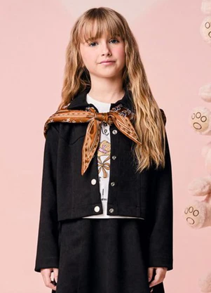 Momi - Jaqueta Infantil Menina de Suede com Franjas - MOMI