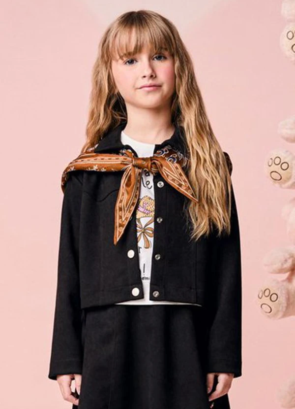 Momi - Jaqueta Infantil Menina de Suede com Franjas