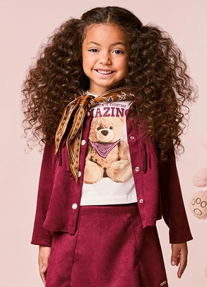Momi - Jaqueta Infantil Menina em Suede com Franjas - MOMI