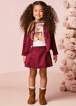 Momi - Jaqueta Infantil Menina em Suede com Franjas - MOMI