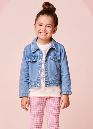 Momi - Jaqueta Infantil Menina Jeans com Strass - MOMI
