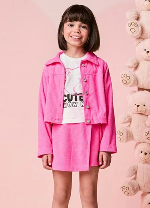 Momi - Jaqueta Infantil Menina Pink de Veludo - MOMI