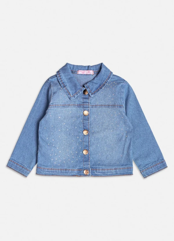 Momi - Jaqueta Jeans com Strass Azul