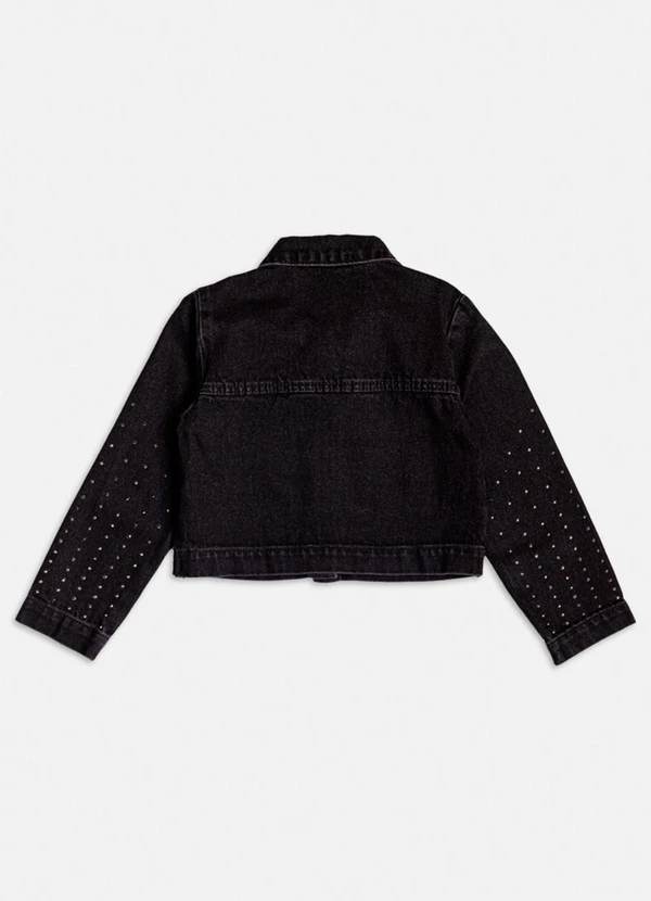 Momi - Jaqueta Jeans Preta com Strass Preto 7