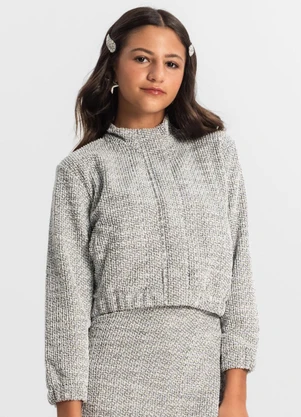 Minty - Jaqueta Juvenil em Tweed Preto - MINTY