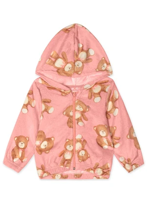 Marisol - Jaqueta Peluciada com Capuz Infantil Rosa - MARISOL
