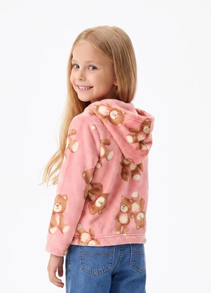 Marisol - Jaqueta Peluciada com Capuz Infantil Rosa - MARISOL