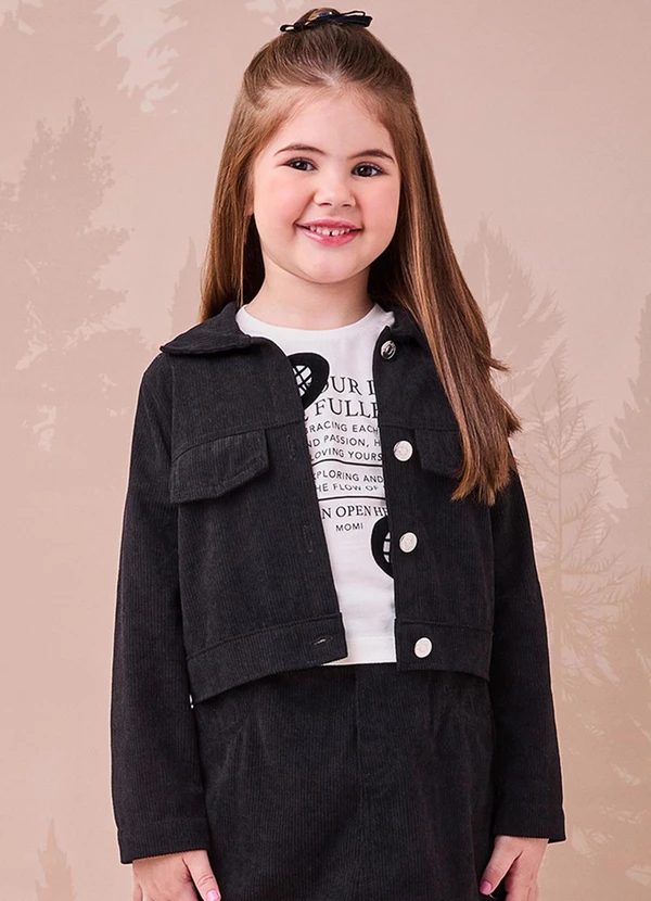 Momi - Jaqueta Preta de Veludo Cotelê Preto