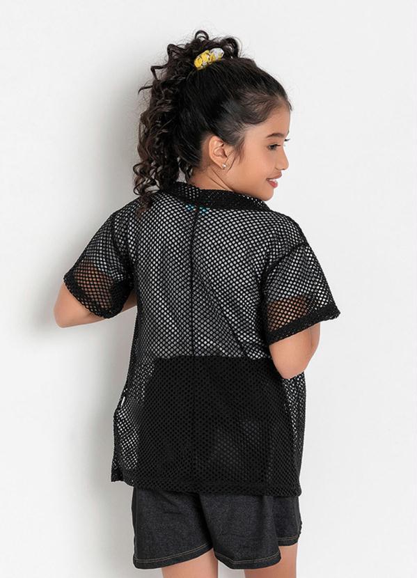 Queima Estoque - Kimono Infantil Preto em Arrastão 2