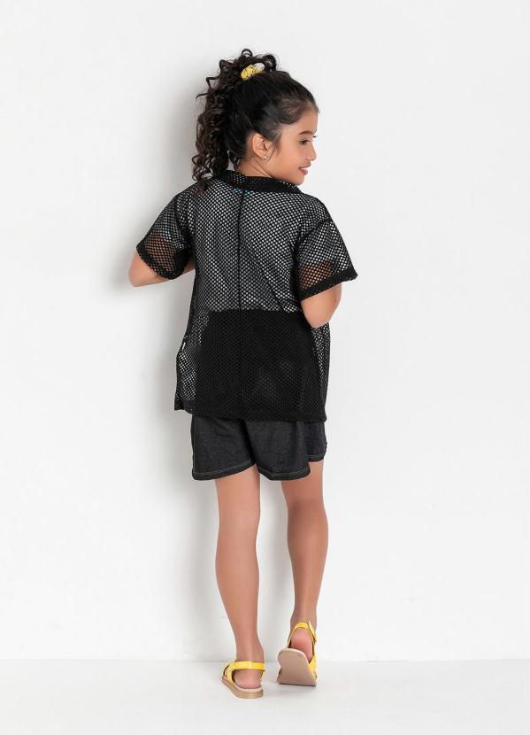 Queima Estoque - Kimono Infantil Preto em Arrastão 4