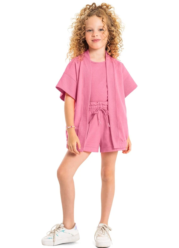 Gloss - Kimono Oversize Juvenil em Moletom Rosa Pink 2