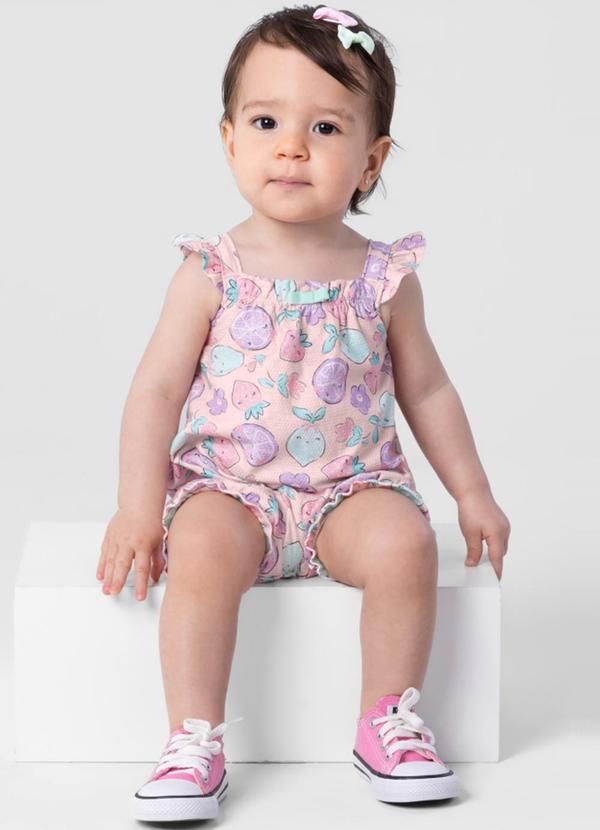 Brandili Baby - Macaquinho Bebê Menina em Malha Baby Rosa