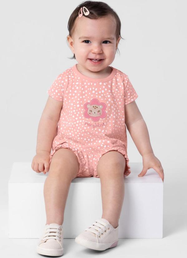 Brandili Baby - Macaquinho Bebê Menina em Malha Baby Rosa