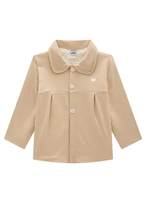 Marlan - Parka Infantil em Moletom Quadriculado Bege - MARLAN