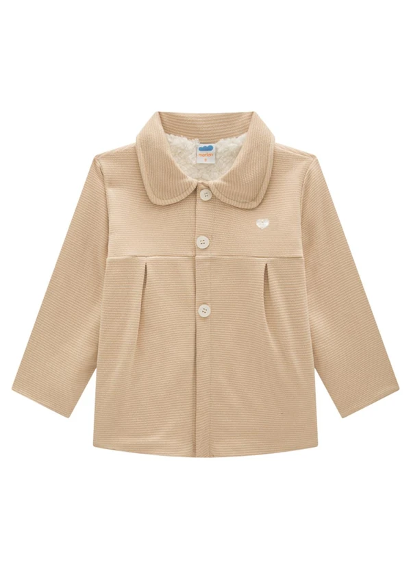 Marlan - Parka Infantil em Moletom Quadriculado Bege