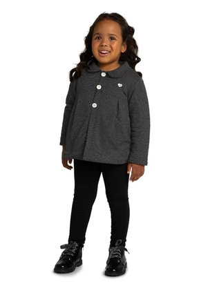 Marlan - Parka Infantil em Moletom Quadriculado Preto - MARLAN