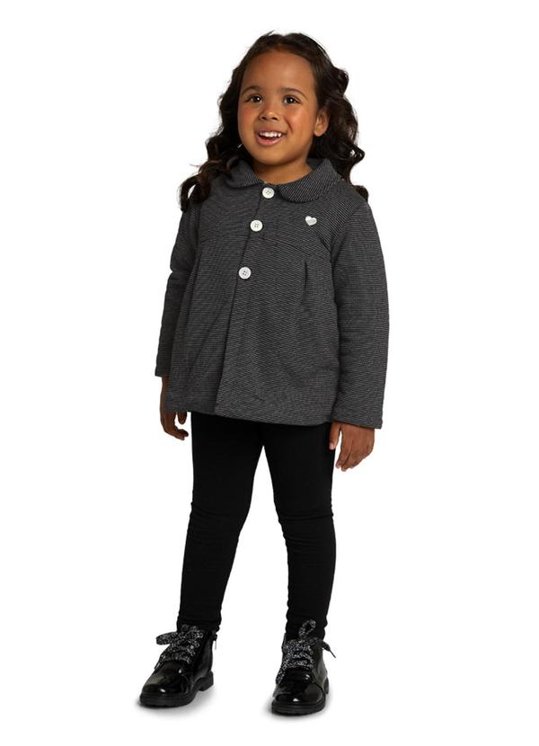 Marlan - Parka Infantil em Moletom Quadriculado Preto