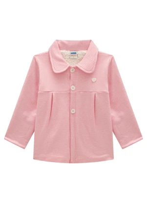 Marlan - Parka Infantil em Moletom Quadriculado Rosa - MARLAN