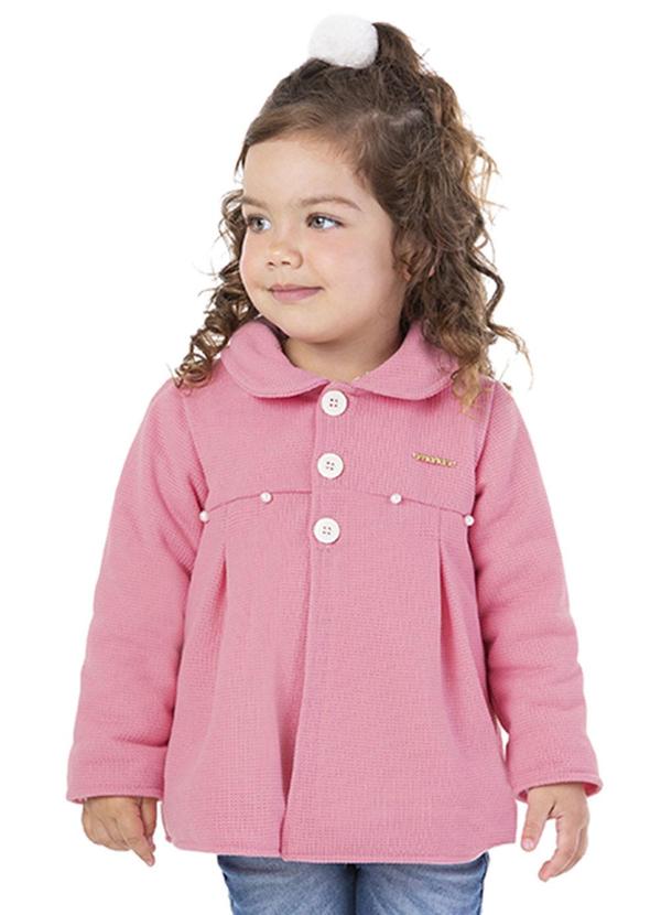 Marlan - Parka Tricot Felpado e Pelo Carneirinho Rosa