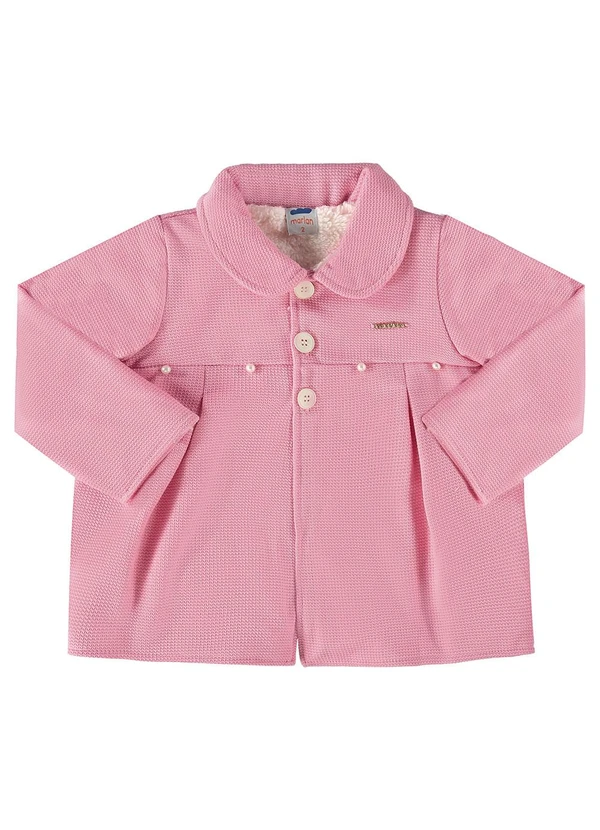 Marlan - Parka Tricot Felpado e Pelo Carneirinho Rosa 3