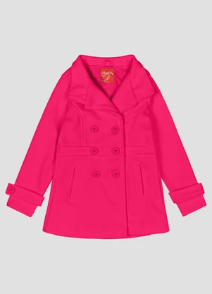 Kely Kety - Sobretudo Infantil Menina em Lã Batida com Bolso Cherry - KELY KETY
