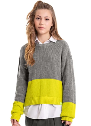 Gloss - Suéter em Tricô Juvenil Cinza - GLOSS