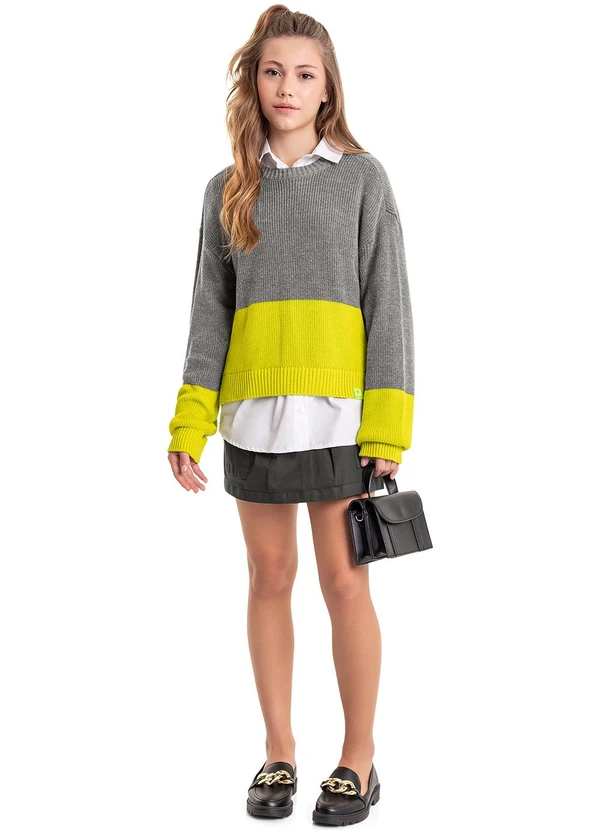 Gloss - Suéter em Tricô Juvenil Cinza 2