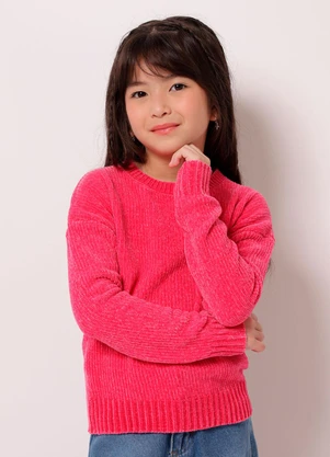 Torra - Suéter Infantil Chenille com Lurex Rosa Escuro - TORRA