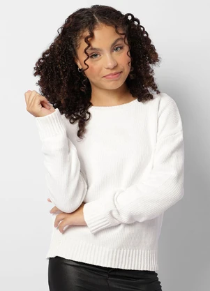 Torra - Suéter Juvenil Chenille Manga Longa Branco - TORRA