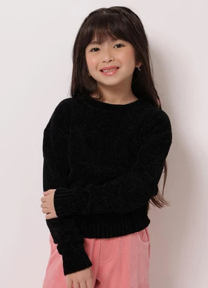 Torra - Suéter Tricô Infantil Chenille com Lurex Preto - TORRA