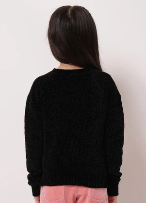 Torra - Suéter Tricô Infantil Chenille com Lurex Preto - TORRA