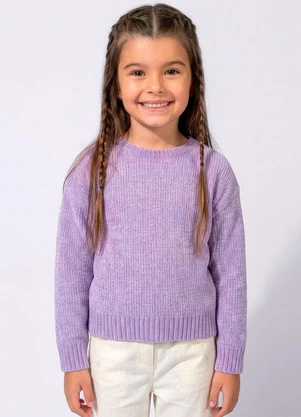 Torra - Suéter Tricô Infantil Chenille Lilás - TORRA