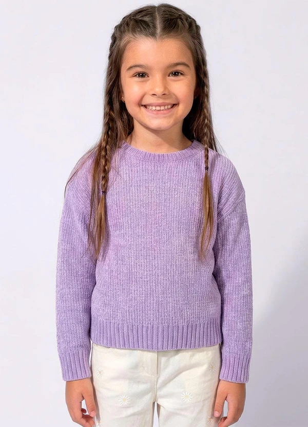 Torra - Suéter Tricô Infantil Chenille Lilás