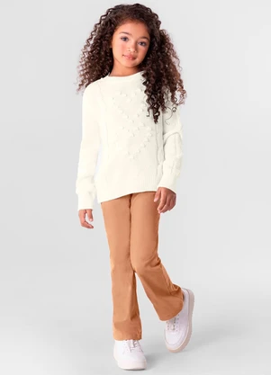 Mundi - Suéter Tricô Infantil Menina Natural - MUNDI