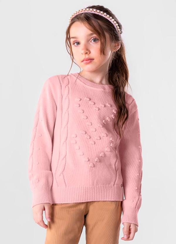 Brandili Mundi - Suéter Tricô Infantil Menina Rosa