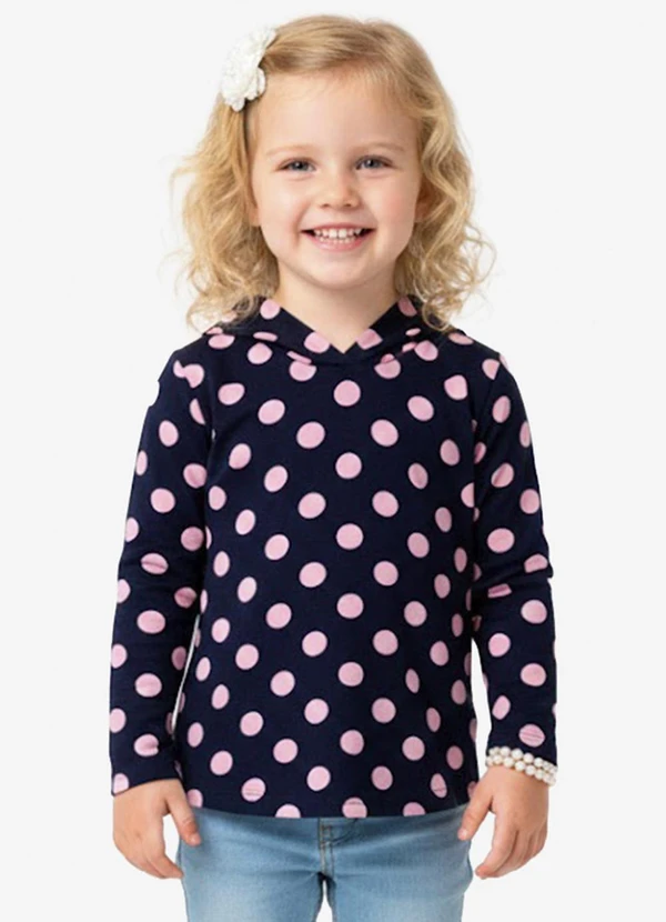 Select - Blusão Infantil Menina com Capuz Azul